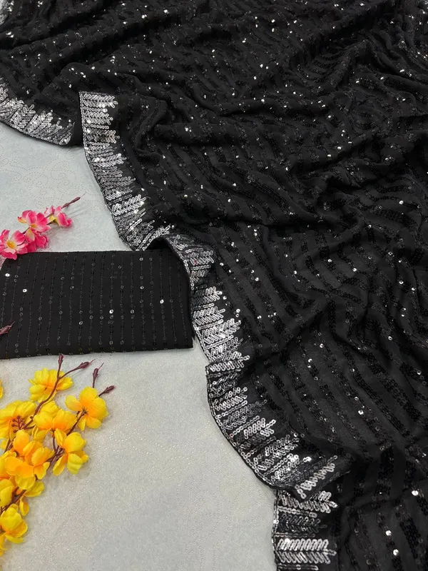 Graceful_Designer_Georgette_Black_Saree