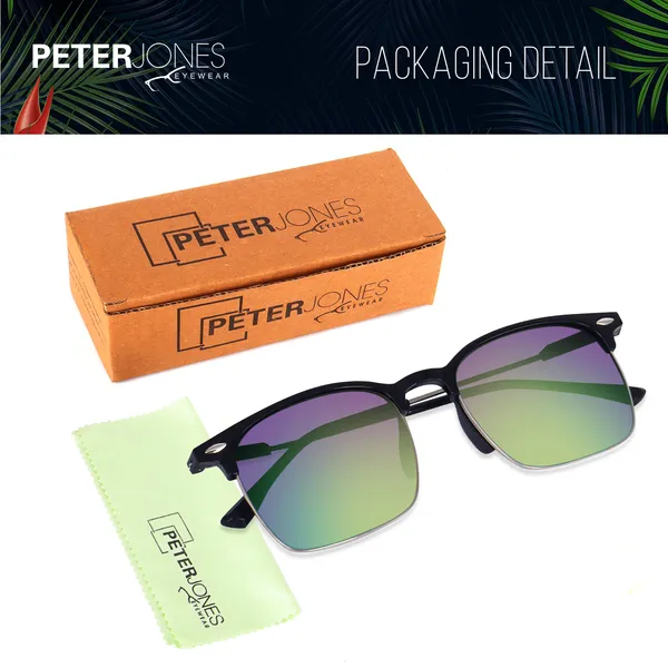 Green/Blue_Lenses_Clubmaster_Reflector_Sunglasses_(SG3911GRBL)_-_For_Unisex