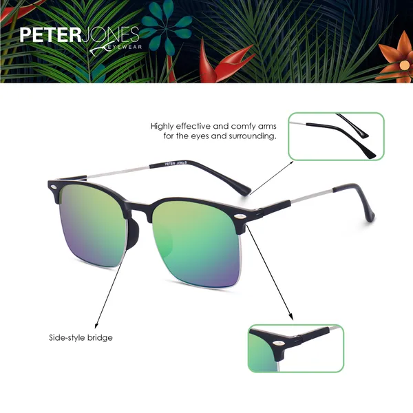 Green/Blue_Lenses_Clubmaster_Reflector_Sunglasses_(SG3911GRBL)_-_For_Unisex
