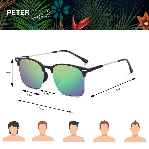 Green/Blue_Lenses_Clubmaster_Reflector_Sunglasses_(SG3911GRBL)_-_For_Unisex