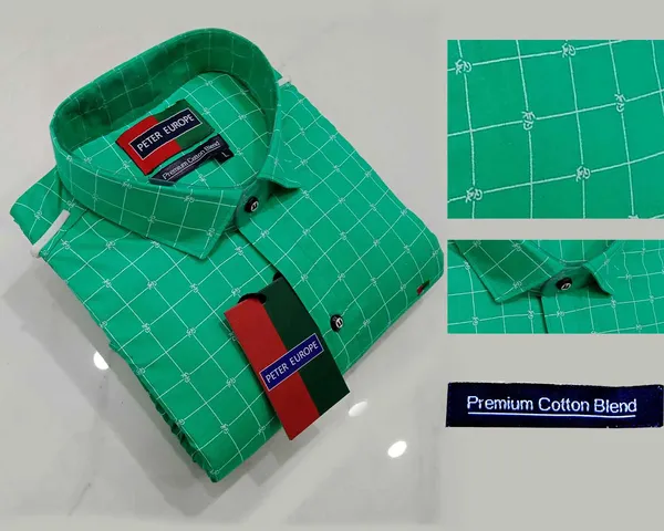 Cotton_Printed_Green_Checks_Shirt_Premium_Cotton_Blend