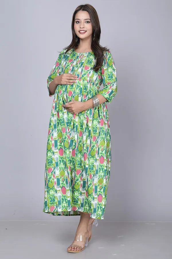 Green_Cotton__Maternity_And_Feeding_Kurti