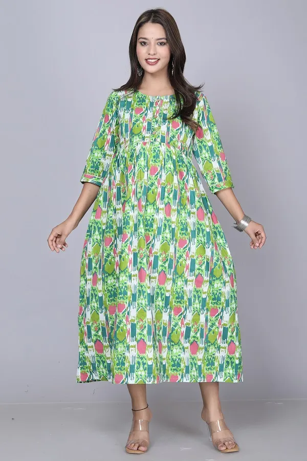 Green_Cotton__Maternity_And_Feeding_Kurti