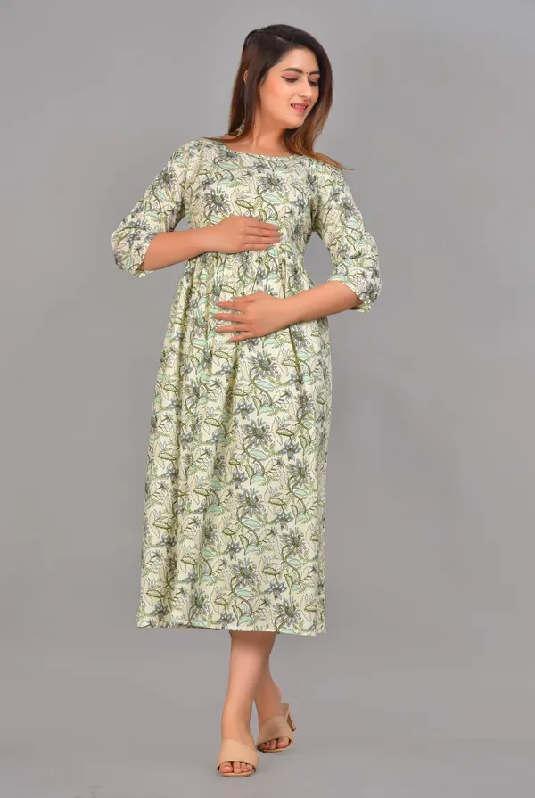 Maternity_Women_A-line_Light_Green_Dress