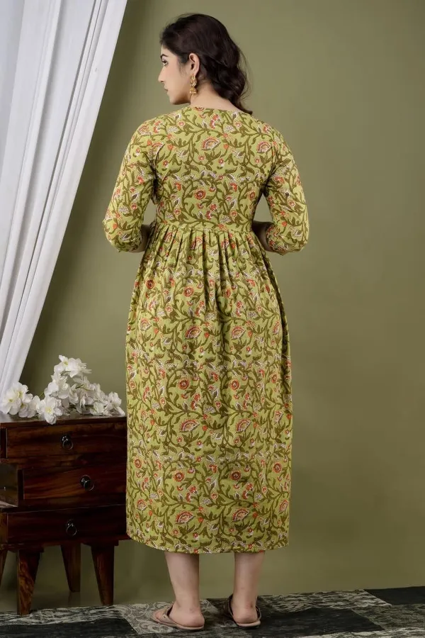 Green_Chidi_Cotton_Maternity_And_Feeding_Kurti