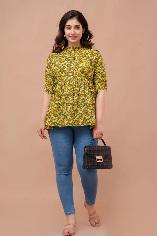 Green_Printed_Short_Top