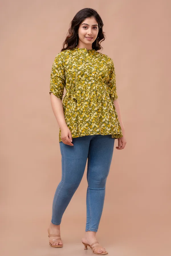 Green_Printed_Short_Top