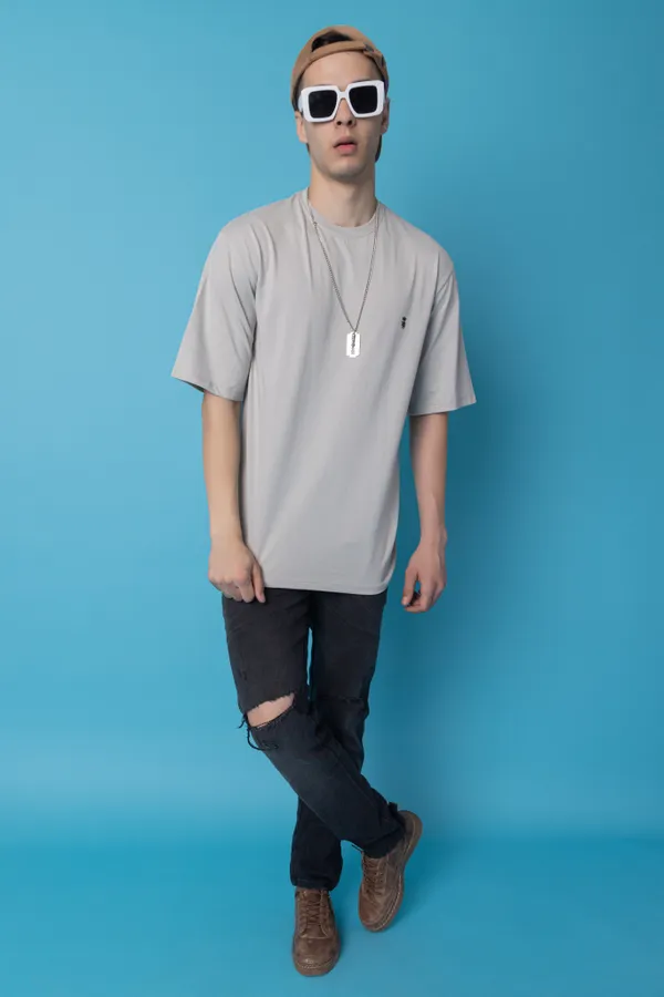 Grey_Cotton_Blend_Printed_Round_Neck_Soft_T-Shirt_For_Men