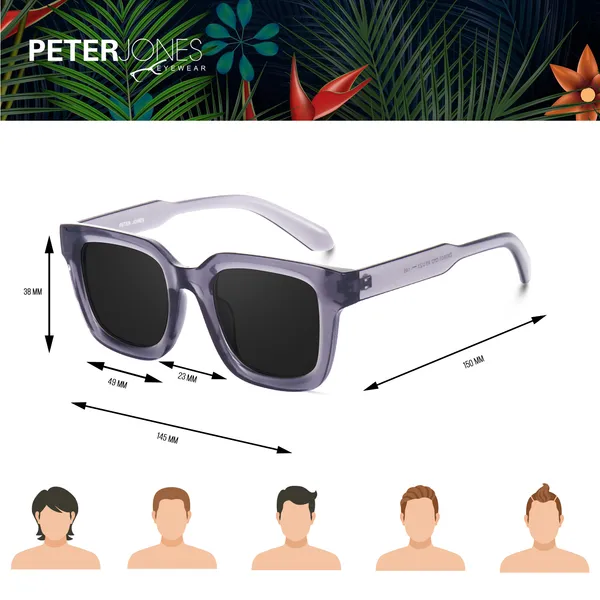 Grey_Large_Square_UV/UB_Protected_Sunglasses_(3803GT)_-_For_Unisex