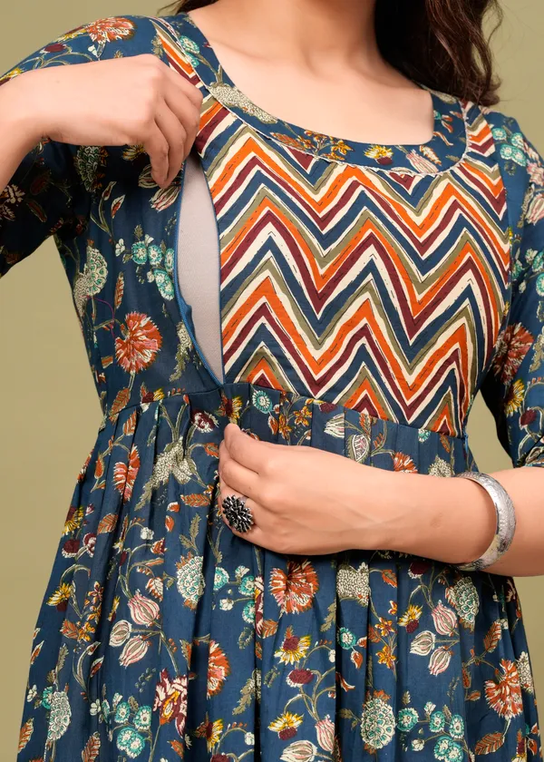 Grey__Cotton_Maternity_And_Feeding_Kurti
