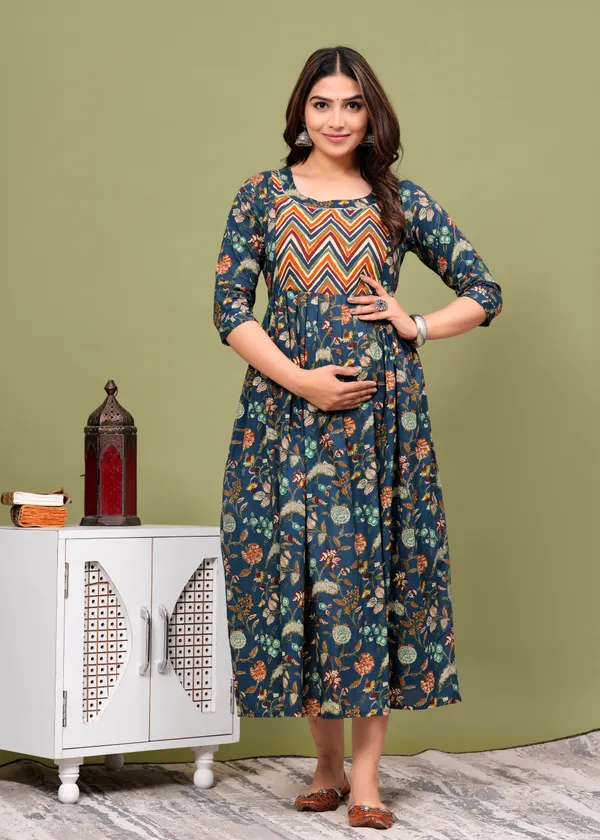Grey__Cotton_Maternity_And_Feeding_Kurti