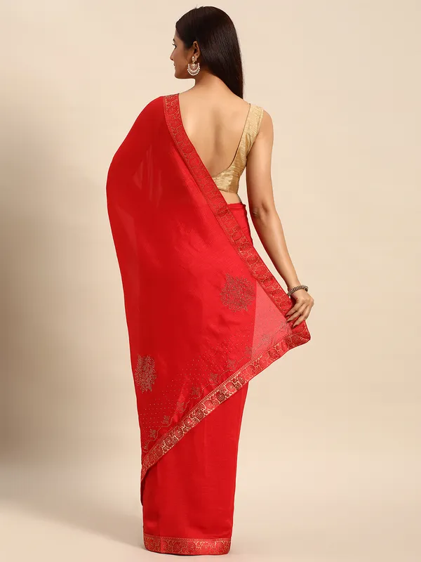 Red_Vichitra_Silk__Saree_Fancy_Border_With_Swaroski_Diamond_Work