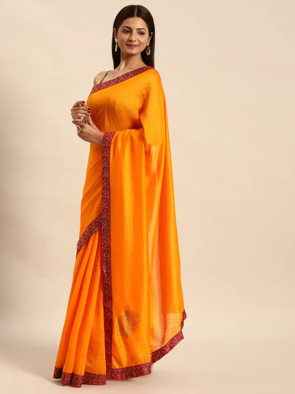 Yellow_Vichitra_Silk__Saree_Fancy_Border_With_Swaroski_Diamond_Work