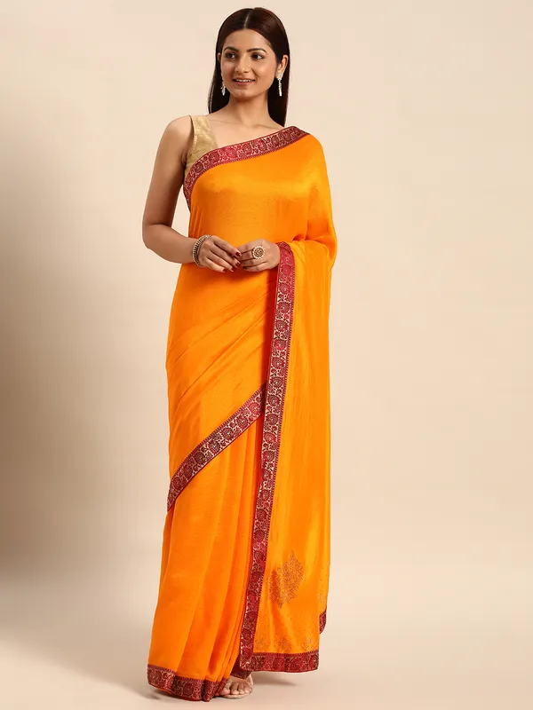 Yellow_Vichitra_Silk__Saree_Fancy_Border_With_Swaroski_Diamond_Work