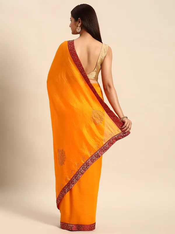 Yellow_Vichitra_Silk__Saree_Fancy_Border_With_Swaroski_Diamond_Work