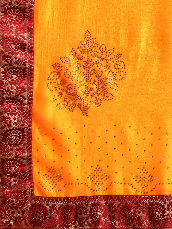 Yellow_Vichitra_Silk__Saree_Fancy_Border_With_Swaroski_Diamond_Work