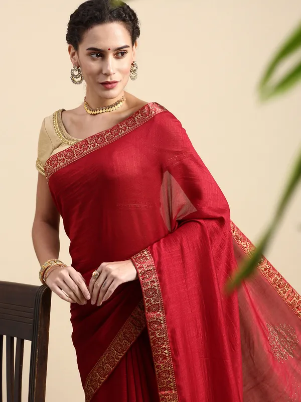 Maroon__Vichitra_Silk__Saree_Fancy_Border_With_Swaroski_Diamond_Work