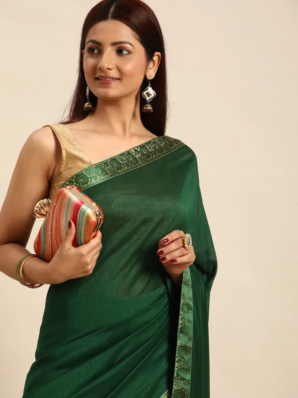 Green__Vichitra_Silk__Saree_Fancy_Border_With_Swaroski_Diamond_Work
