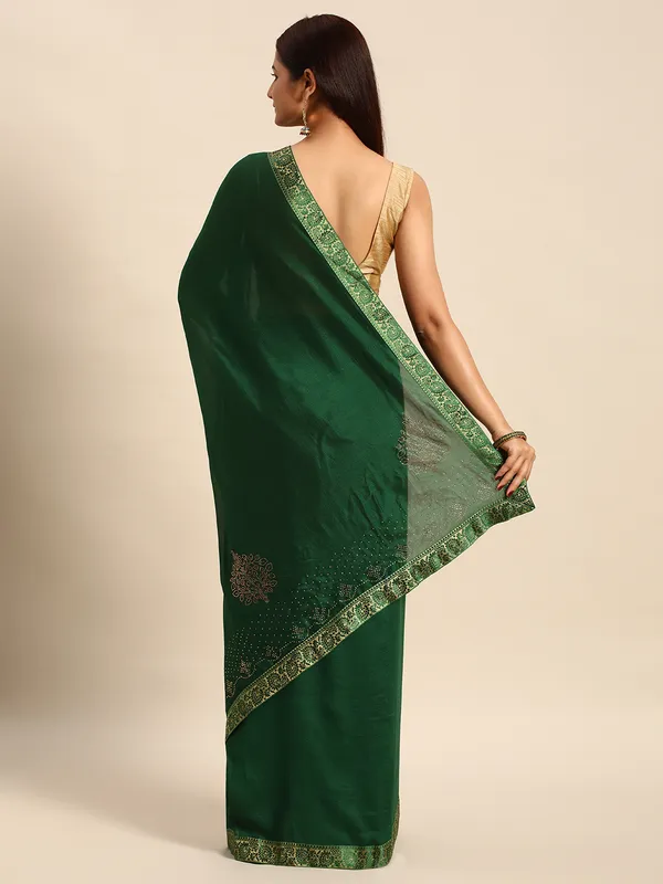 Green__Vichitra_Silk__Saree_Fancy_Border_With_Swaroski_Diamond_Work
