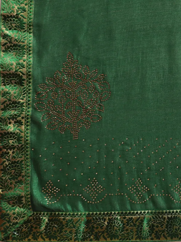 Green__Vichitra_Silk__Saree_Fancy_Border_With_Swaroski_Diamond_Work