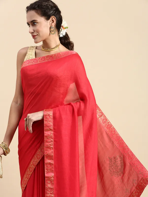 Pink_Vichitra_Silk__Saree_Fancy_Border_With_Swaroski_Diamond_Work