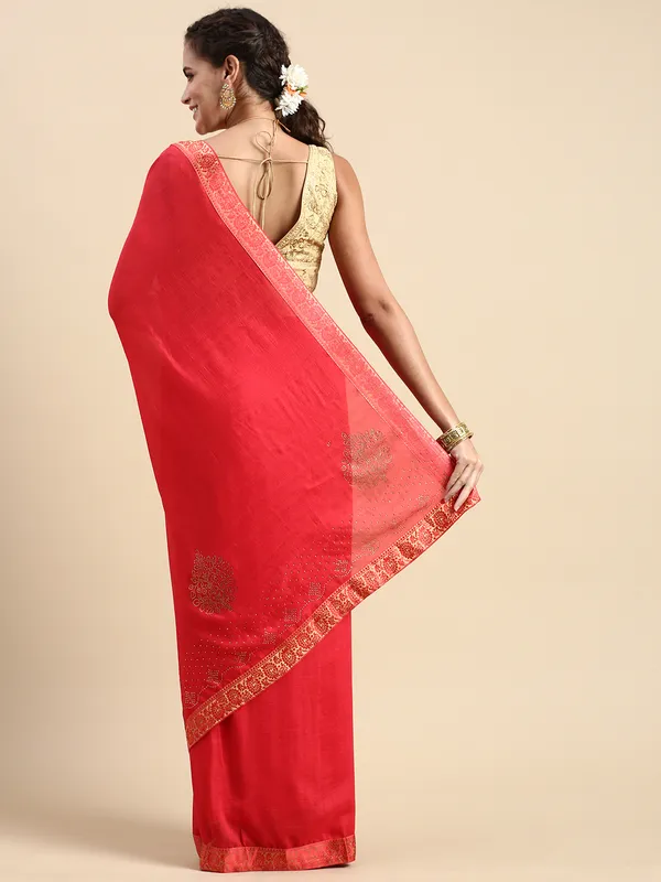 Pink_Vichitra_Silk__Saree_Fancy_Border_With_Swaroski_Diamond_Work