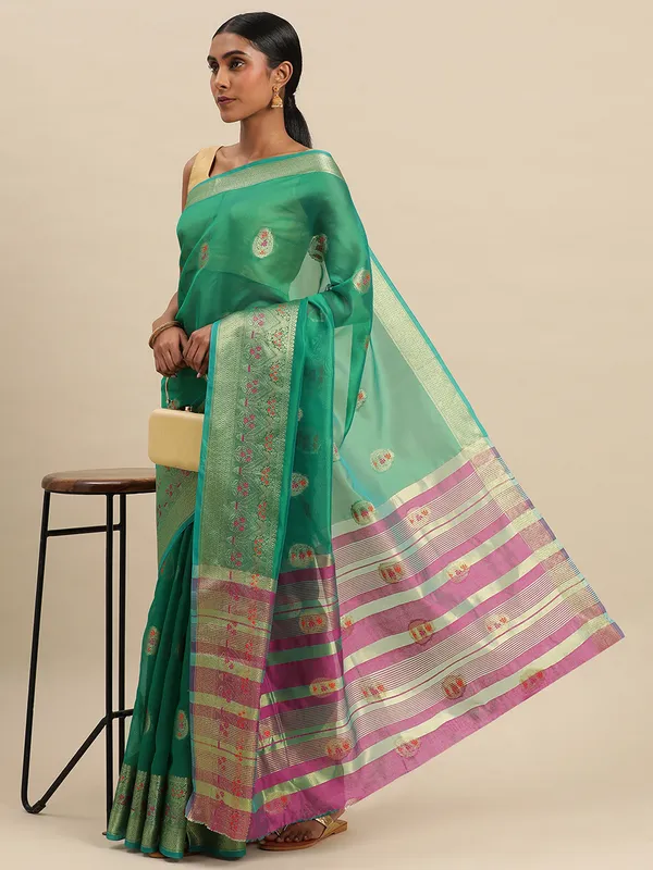 Morpich_Organza_Silk_Saree