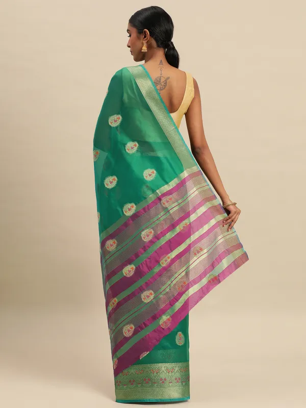 Morpich_Organza_Silk_Saree