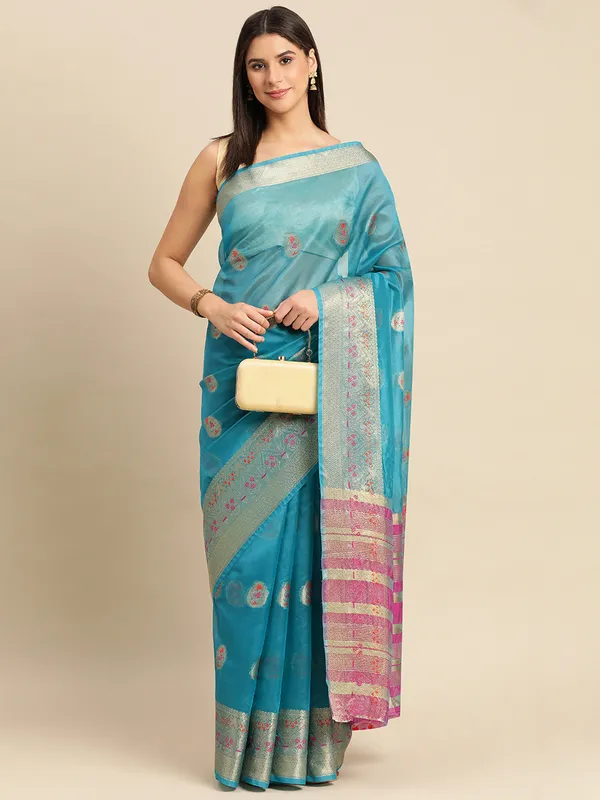 Rama_Organza_Silk_Saree