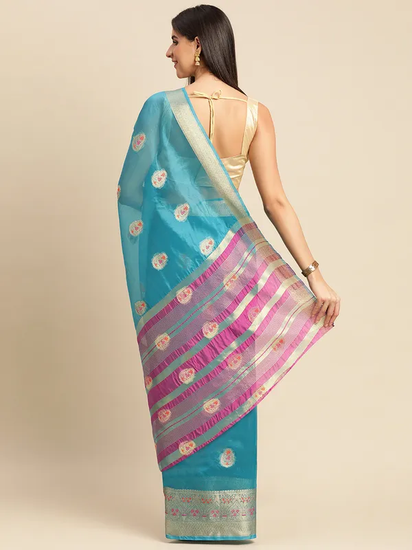 Rama_Organza_Silk_Saree