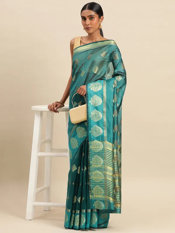 Rama_Organza_Silk_Saree
