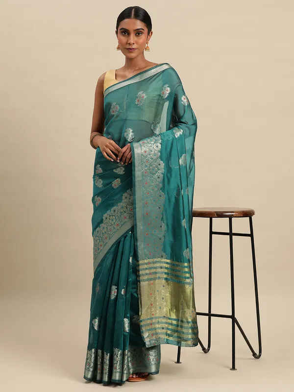 Rama_Organza_Silk_Saree