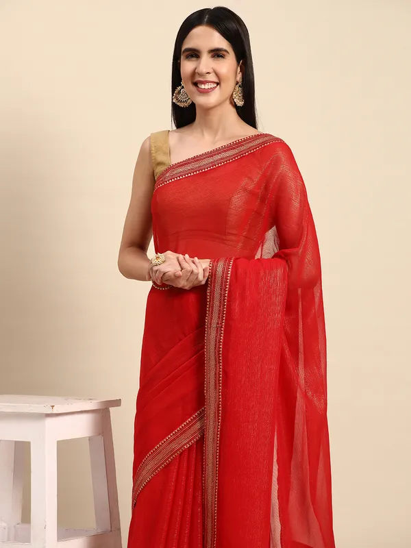 Indian_Women_Red_Chiffon_Georgette_Foil_Work