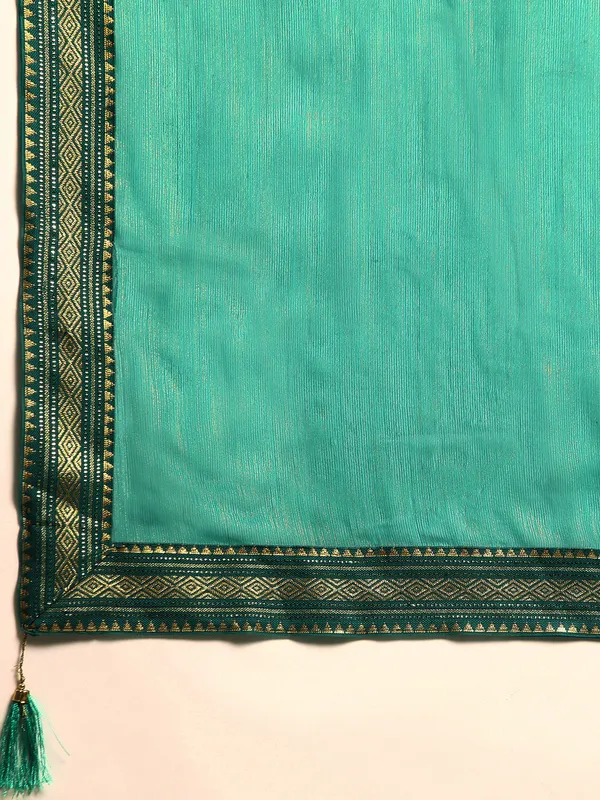 Indian_Women_Turquoise_Green_Chiffon_Georgette_Foil_Work