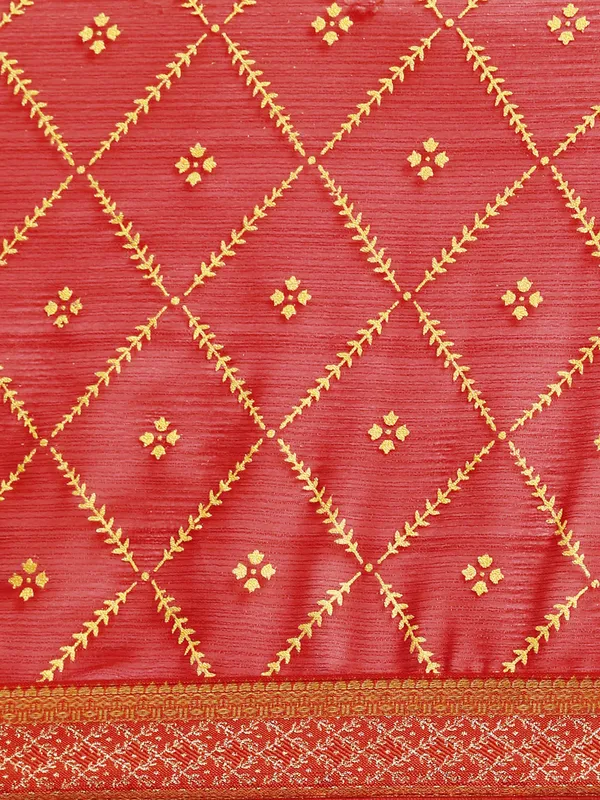 Red_Zomato_Bandhani_Foil_Work_Beautiful_Saree