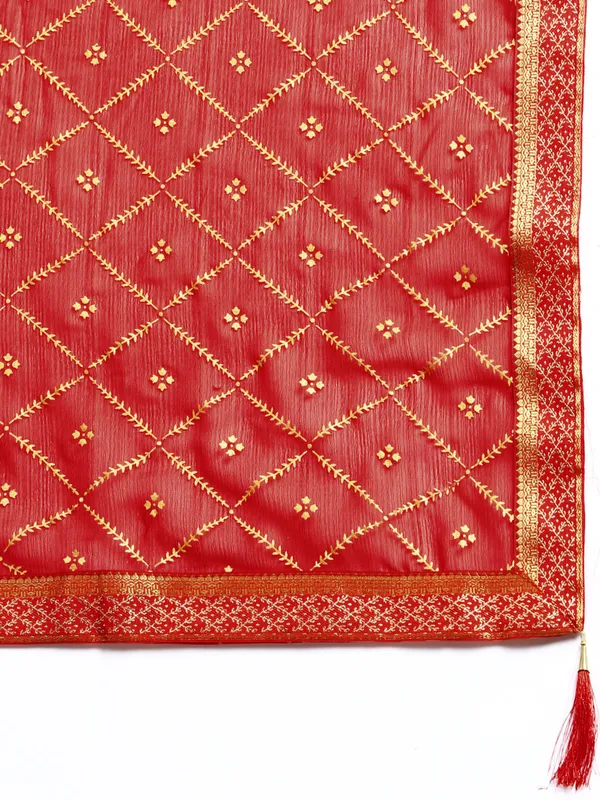 Red_Zomato_Bandhani_Foil_Work_Beautiful_Saree