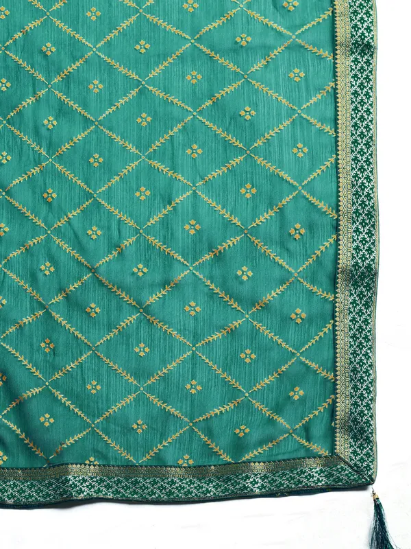 Turquoise_Green_Zomato_Bandhani_Foil_Work_Beautiful_Saree