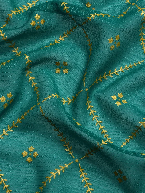 Turquoise_Green_Zomato_Bandhani_Foil_Work_Beautiful_Saree