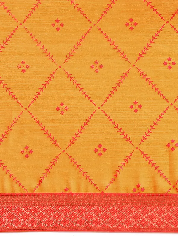 Yellow_Zomato_Bandhani_Foil_Work_Beautiful_Saree