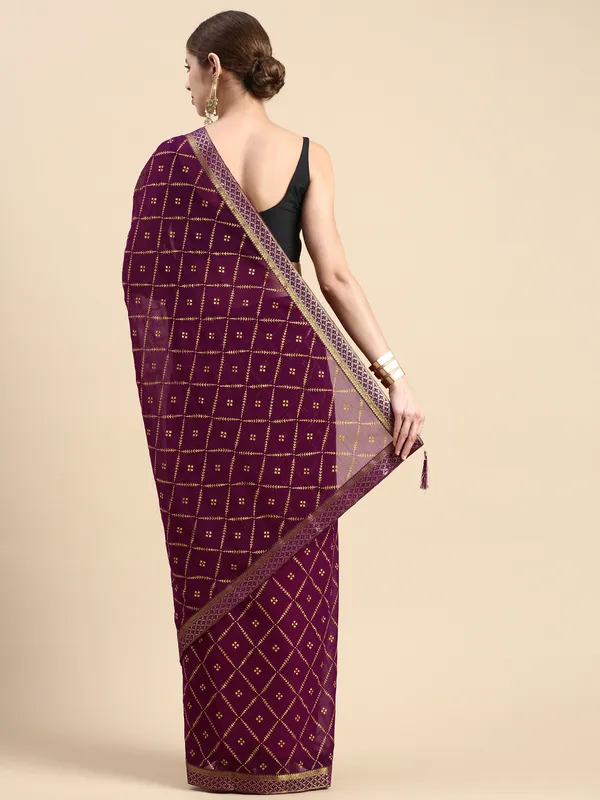 Purple_Zomato_Bandhani_Foil_Work_Beautiful_Saree
