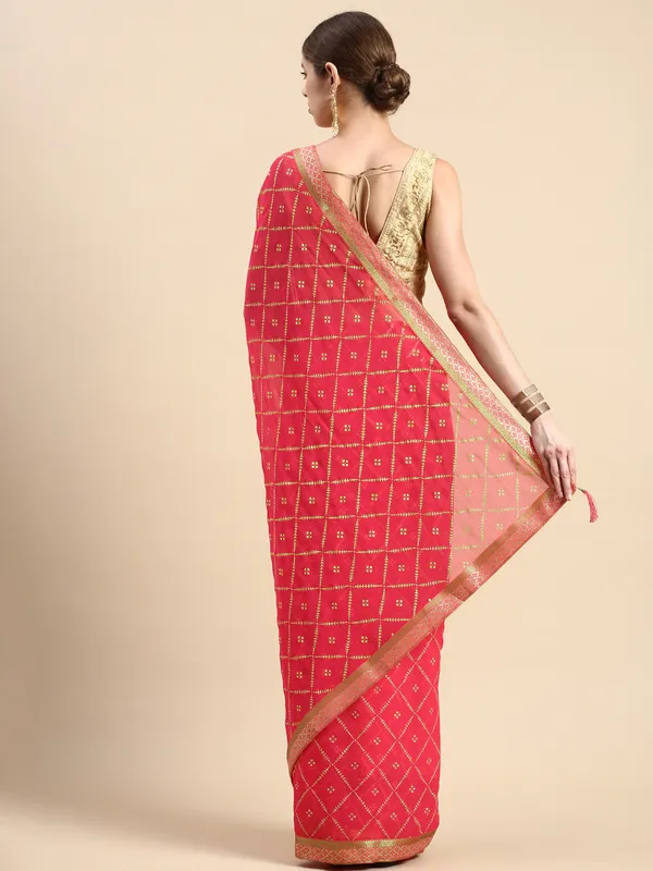 Pink_Zomato_Bandhani_Foil_Work_Beautiful_Saree