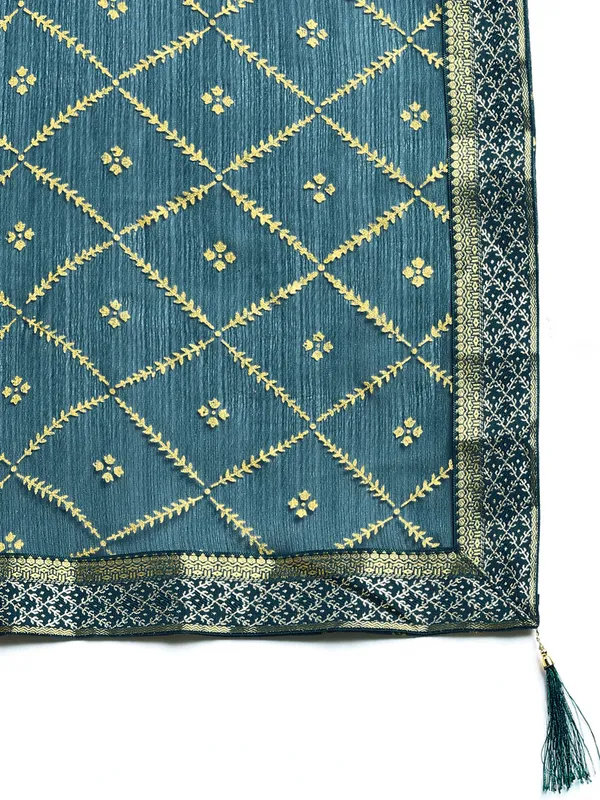 Blue_Zomato_Bandhani_Foil_Work_Beautiful_Saree
