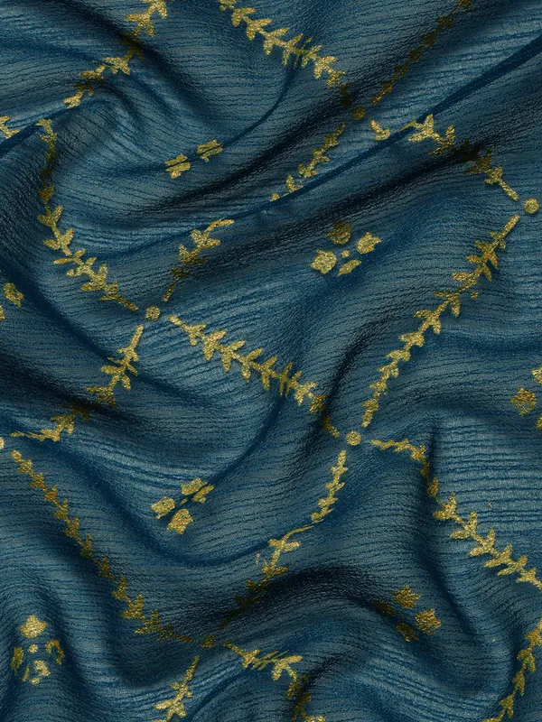 Blue_Zomato_Bandhani_Foil_Work_Beautiful_Saree