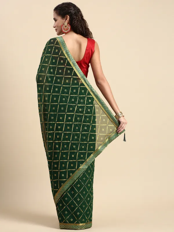 Green_Zomato_Bandhani_Foil_Work_Beautiful_Saree