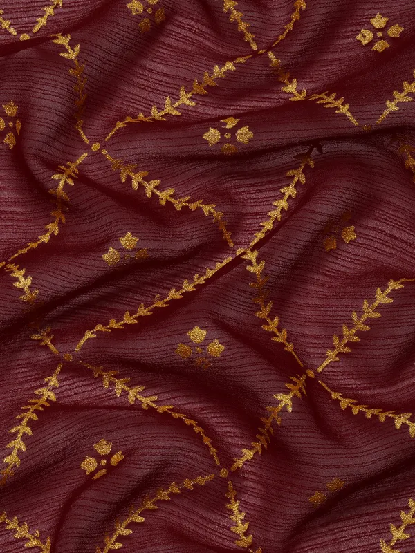 Maroon_Zomato_Bandhani_Foil_Work_Beautiful_Saree