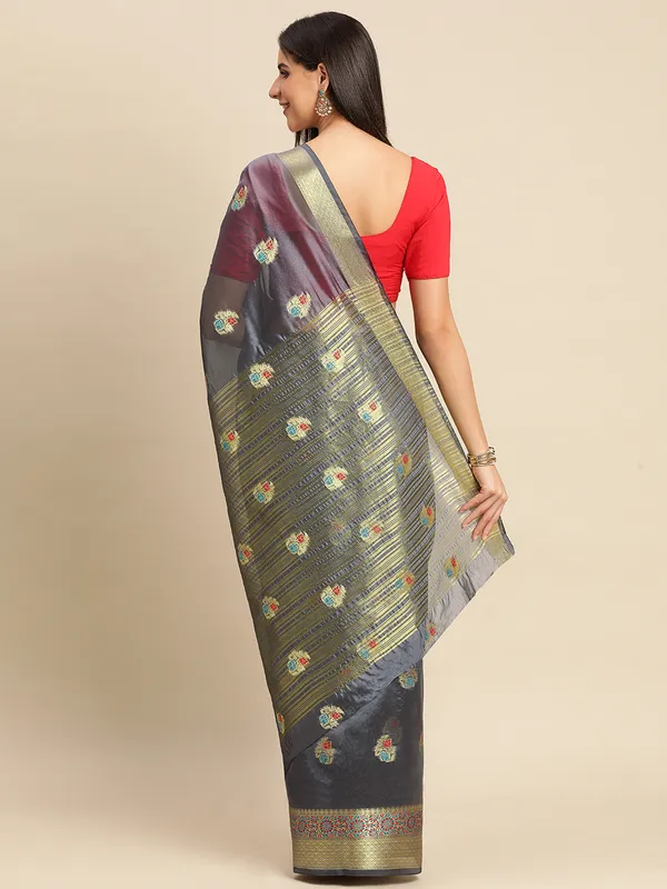 Grey_Organza_Silk_Saree