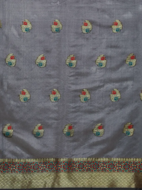 Grey_Organza_Silk_Saree