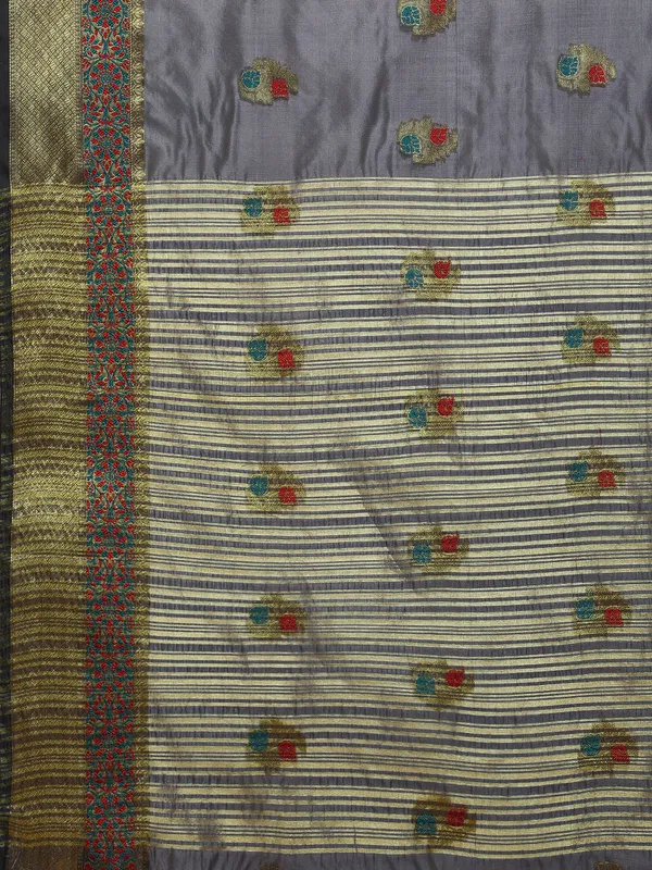 Grey_Organza_Silk_Saree