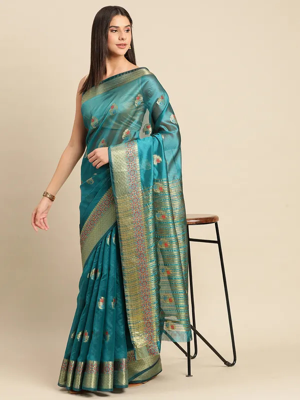 Rama_Organza_Silk_Saree