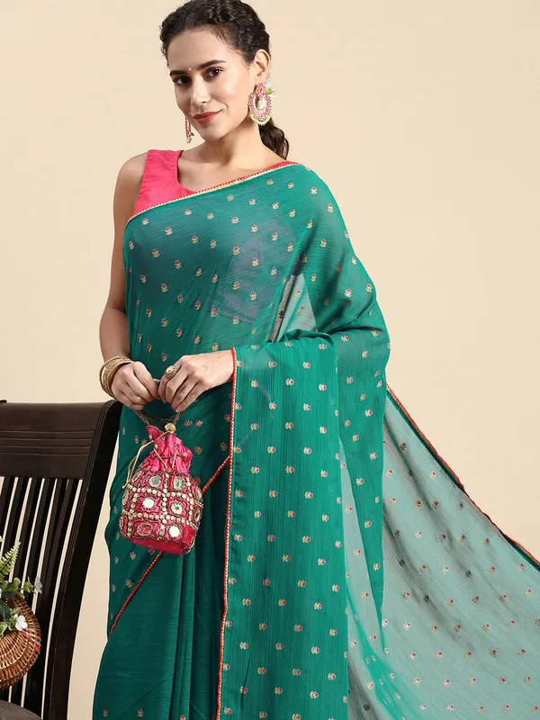Turquoise_Green_Zomato_Foil_Work_Digital_Blouse__Beautiful_Saree